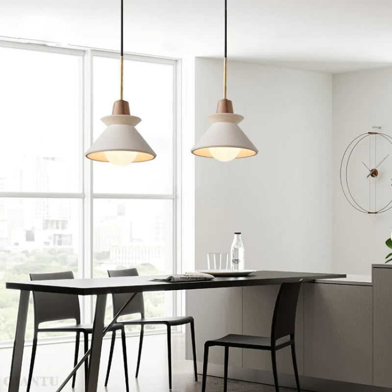Modern White Concrete Cone Pendant Light - Lumpaz
