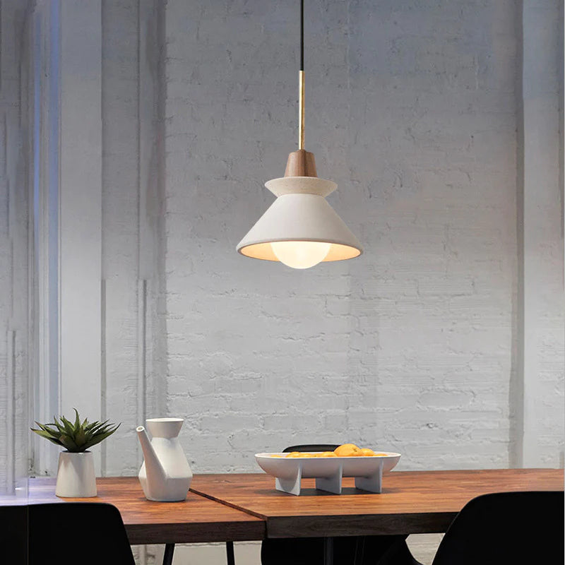 Modern White Concrete Cone Pendant Light - Lumpaz