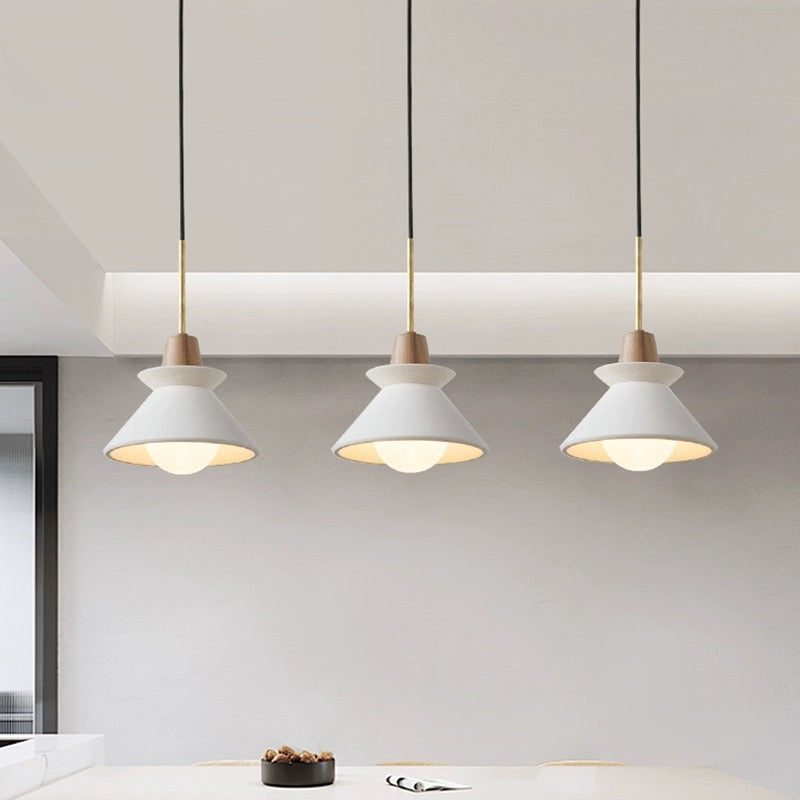 Modern White Concrete Cone Pendant Light - Lumpaz