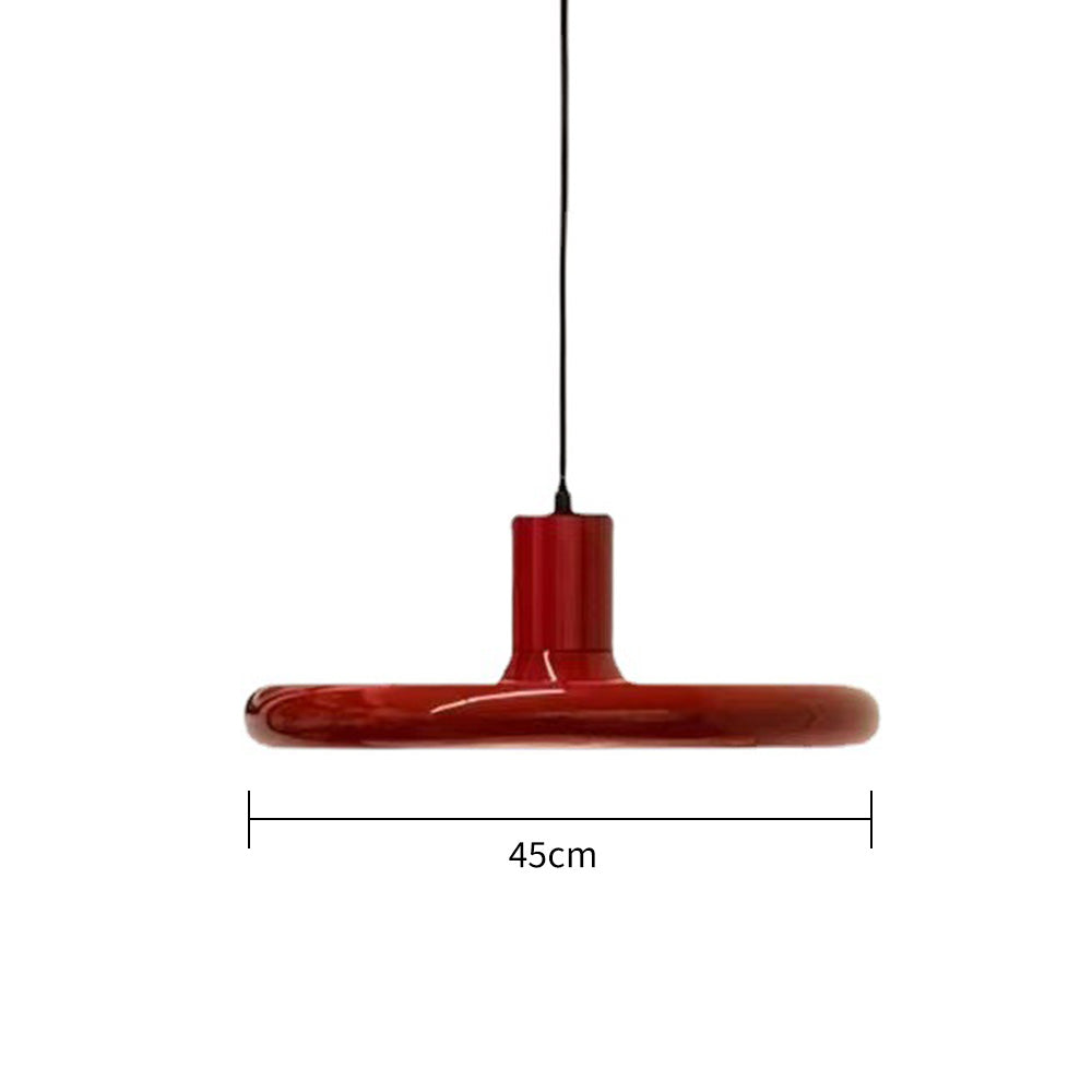 Modern Simple Red Metal Saucer Pendant Light - Lumpaz