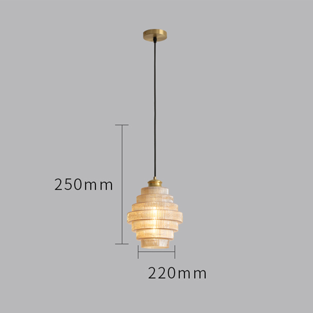 Antique Stripped Glass Brass Pendant Light - Lumpaz