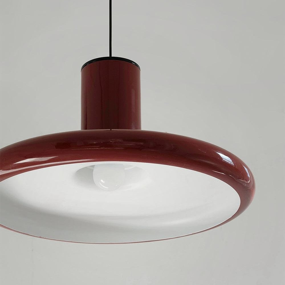 Modern Simple Red Metal Saucer Pendant Light - Lumpaz