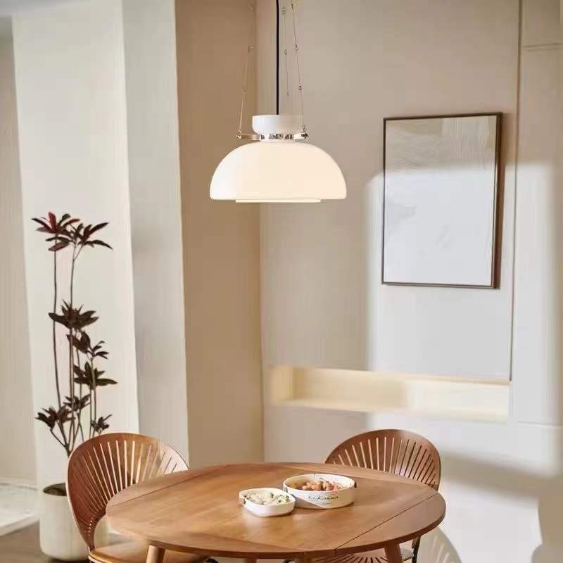 Vintage Milk Dome Glass Pendant Light - Lumpaz