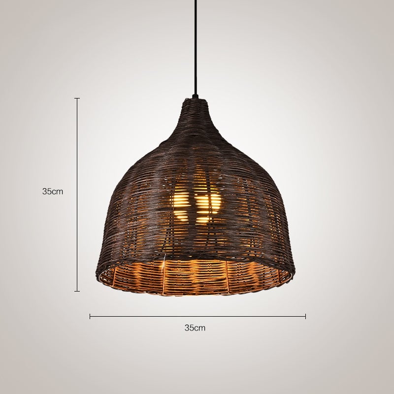 Bamboo Rattan Basket Pendant Light For Kitchen - Lumpaz