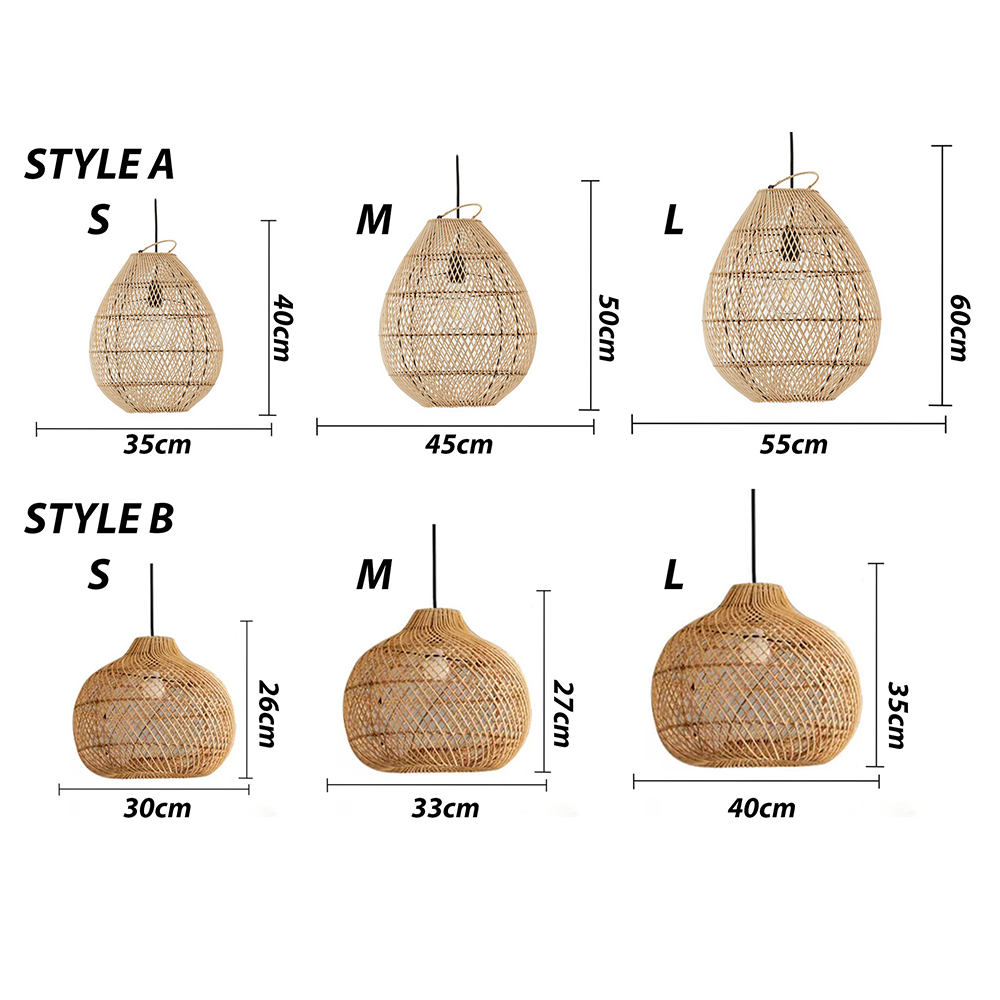 Boho High Quality Rattan Handwoven Pendant Light - Lumpaz