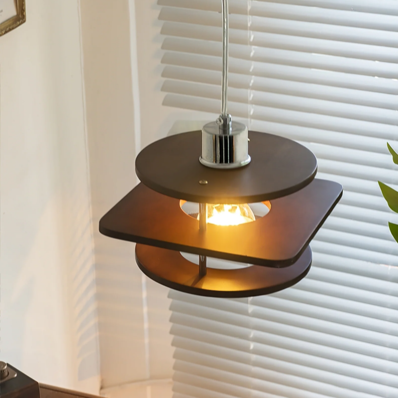 Retro Walnut Indoor Pendant Light For Dining Room - Lumpaz
