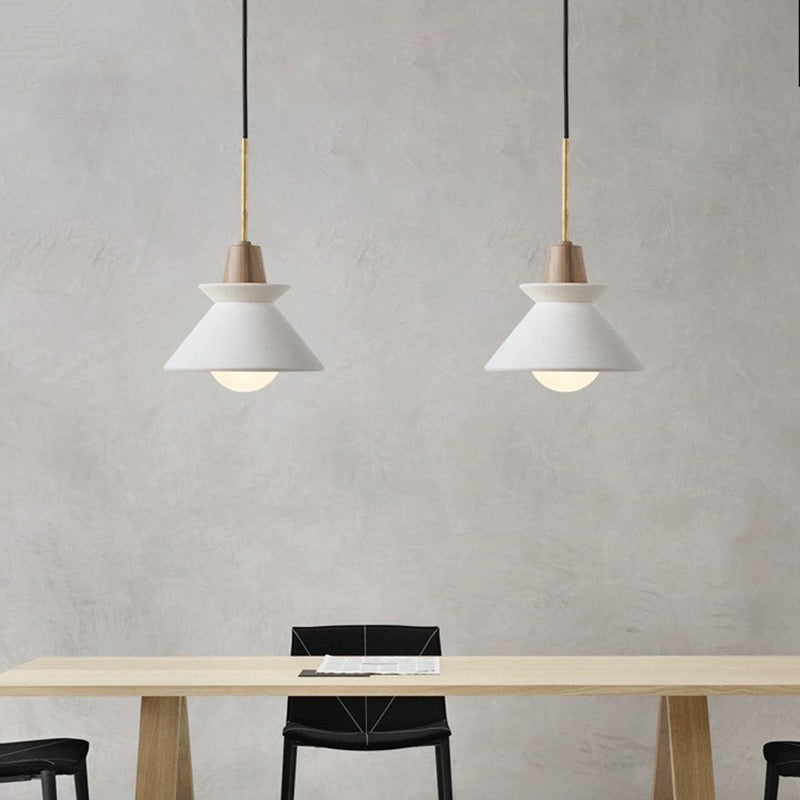 Modern White Concrete Cone Pendant Light - Lumpaz