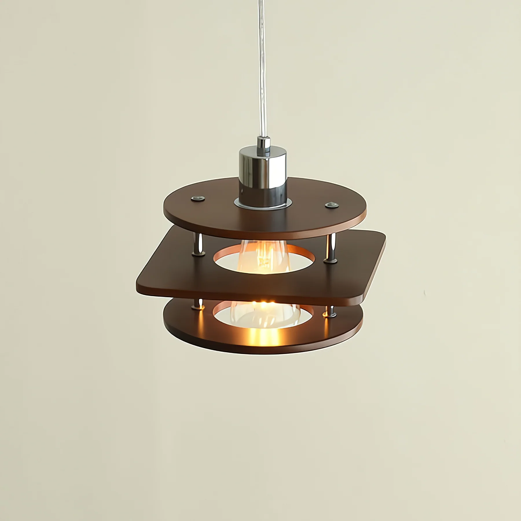 Retro Walnut Indoor Pendant Light For Dining Room - Lumpaz