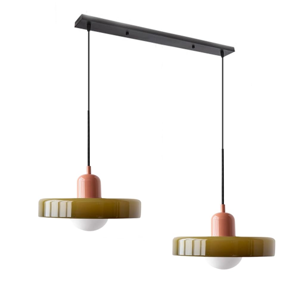 2 Heads Modern Bauhaus Glass Pendant Light - Lumpaz