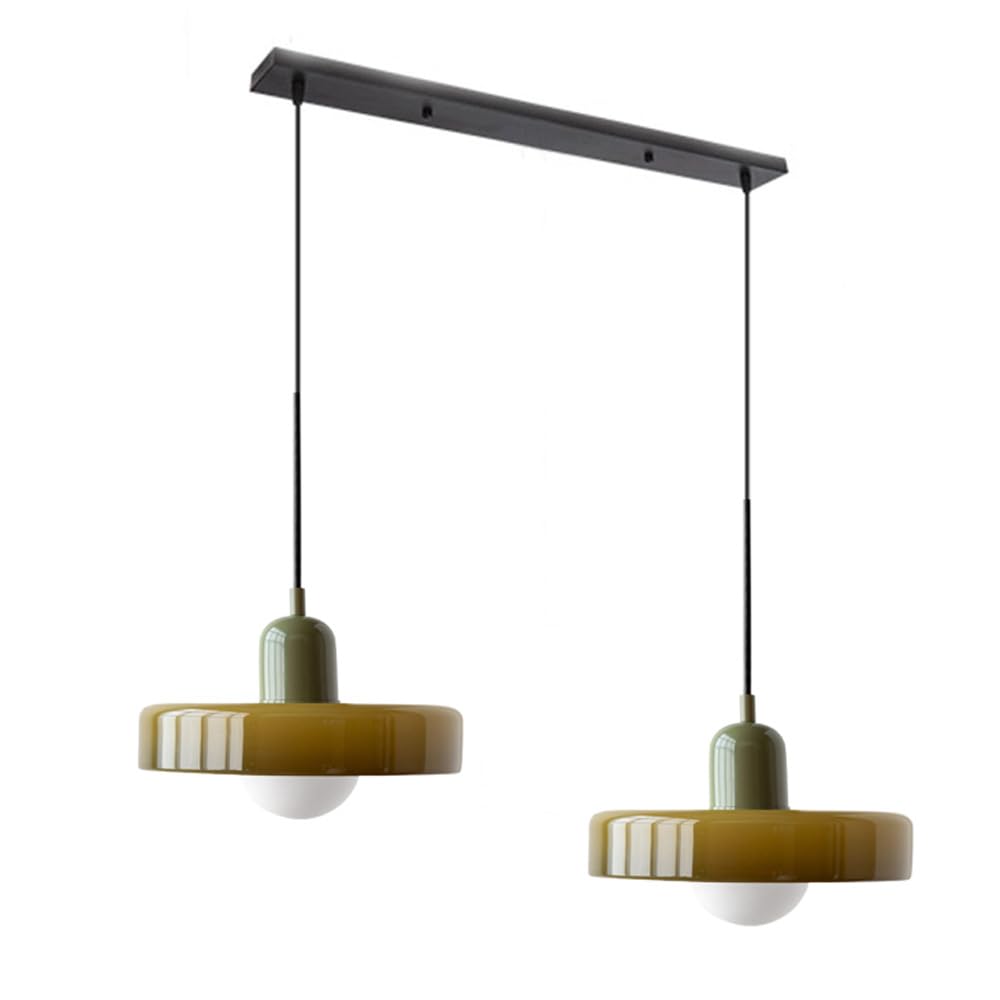 2 Heads Modern Bauhaus Glass Pendant Light - Lumpaz