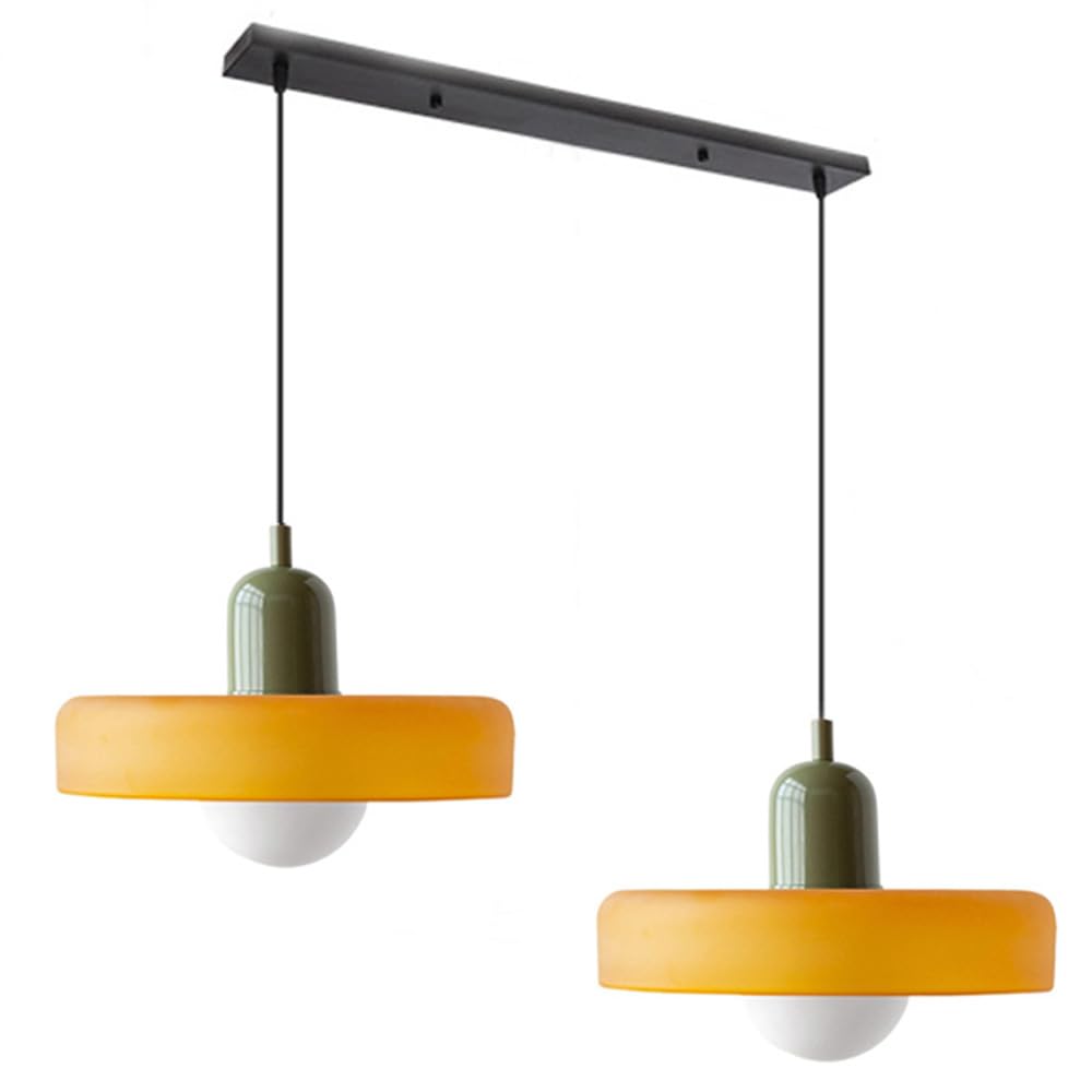 2 Heads Modern Bauhaus Glass Pendant Light - Lumpaz