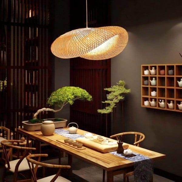 Modern Bamboo Kitchen Island Pendant Light - Lumpaz