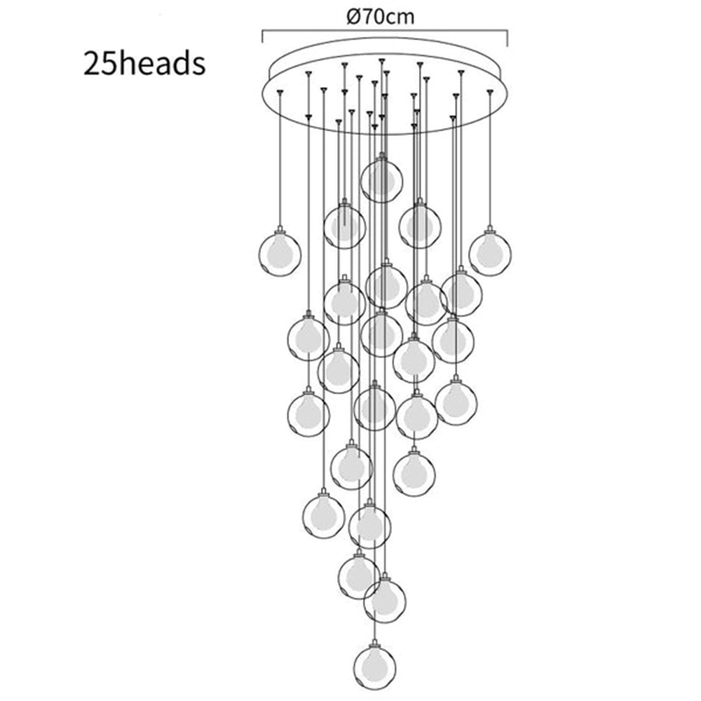 Multi-heads Glass Globe Cluster Stairway Light Pendant Light - Lumpaz