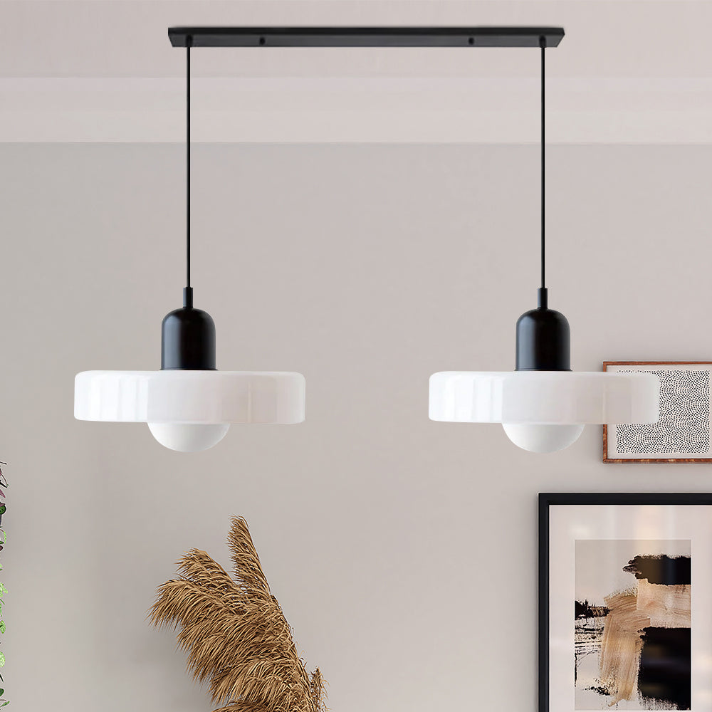 2 Heads Modern Bauhaus Glass Pendant Light - Lumpaz