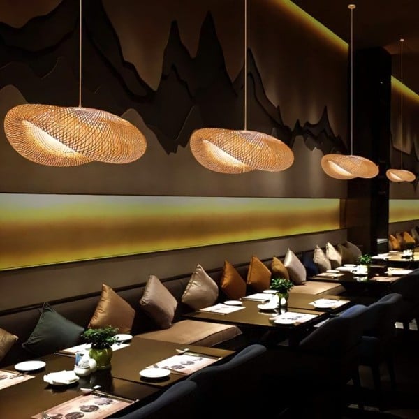 Modern Bamboo Kitchen Island Pendant Light - Lumpaz