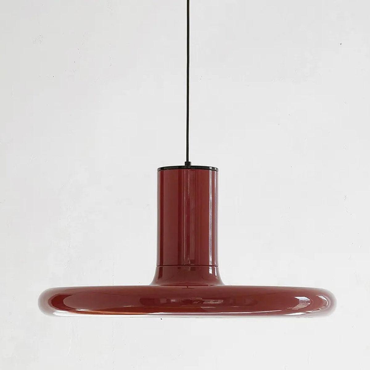 Modern Simple Red Metal Saucer Pendant Light - Lumpaz