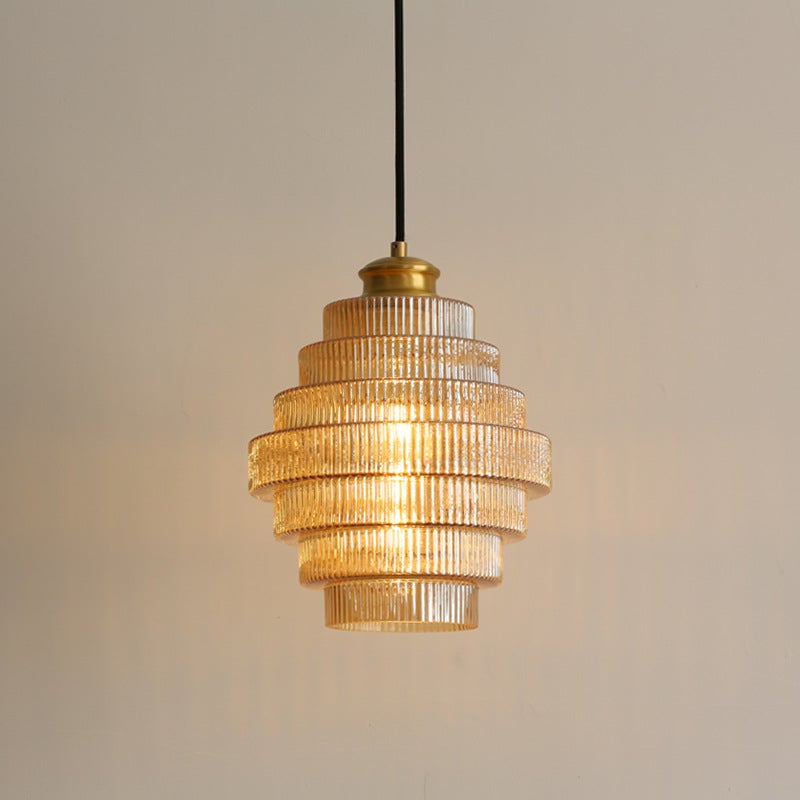 Bottle Shaped Brass Glass Pendant Light - Lumpaz