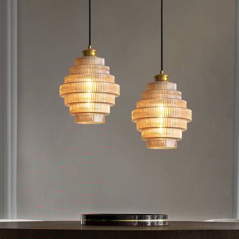 Bottle Shaped Brass Glass Pendant Light - Lumpaz