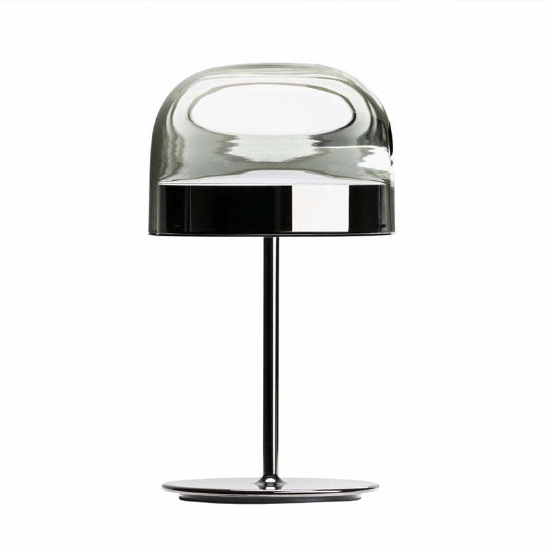 Hailie Minimalistische Pilz Glas/Metall Tischlampe, Schwarz/Rose Gold - Lumpaz
