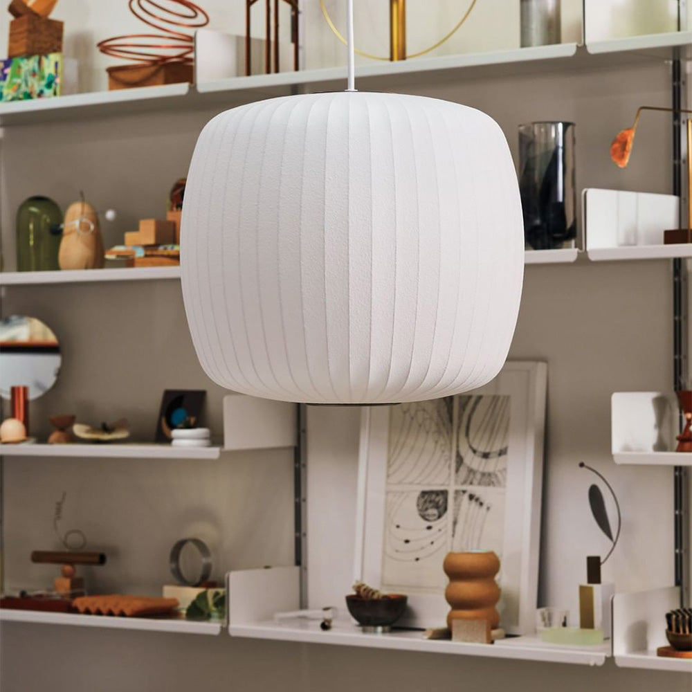 Nordic White Lantern Saucer Pendant Light For Living Room - Lumpaz