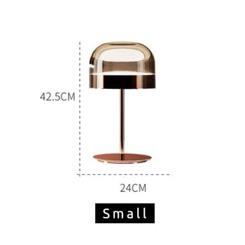 Hailie Minimalistische Pilz Glas/Metall Tischlampe, Schwarz/Rose Gold - Lumpaz