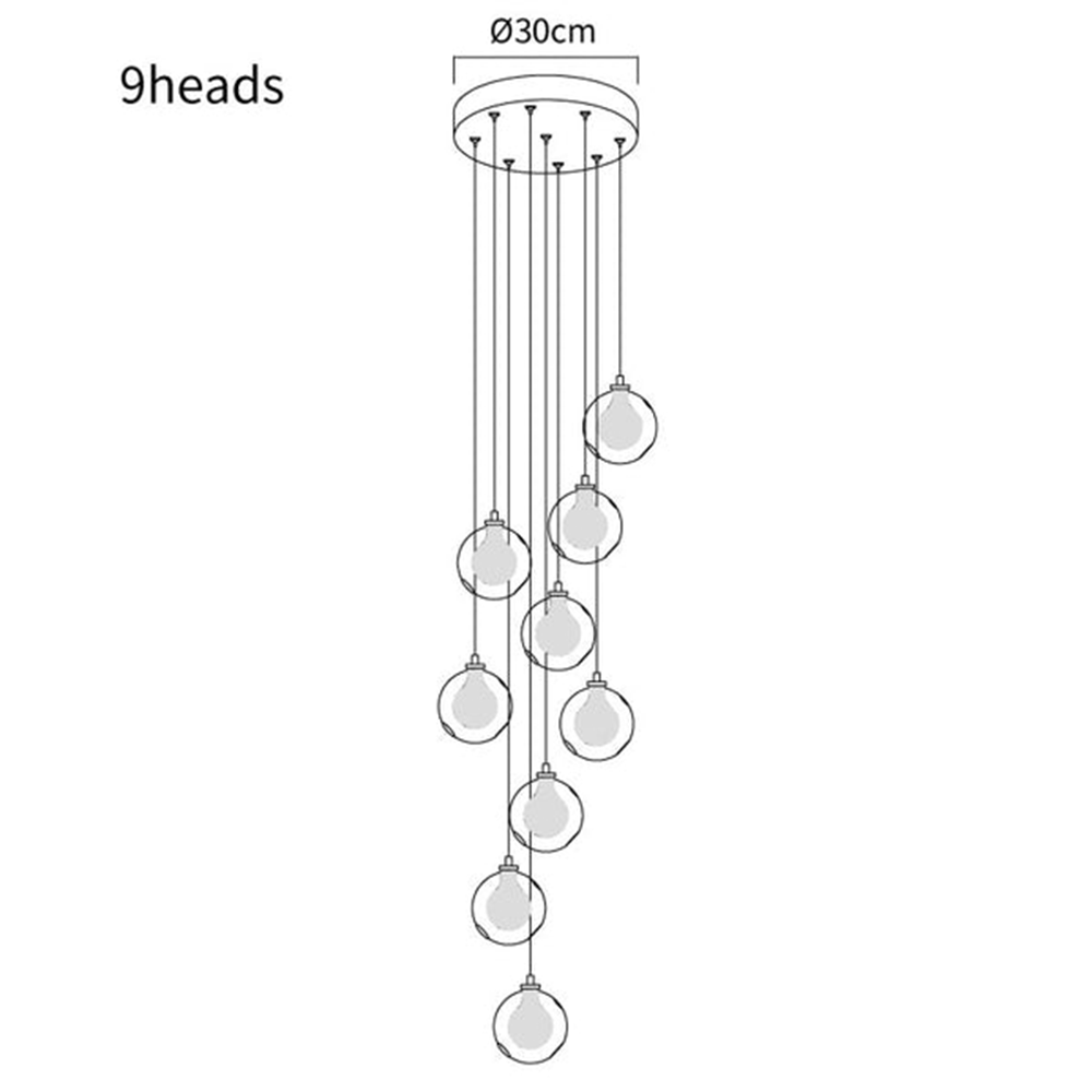 Multi-heads Glass Globe Cluster Stairway Light Pendant Light - Lumpaz