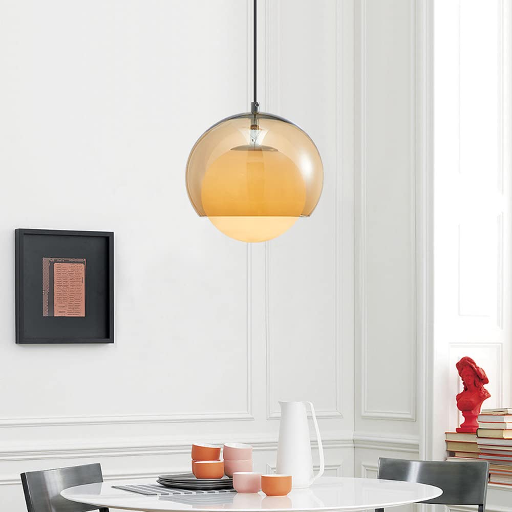 Vintage Orange Bauhaus Glass Pendant Light - Lumpaz