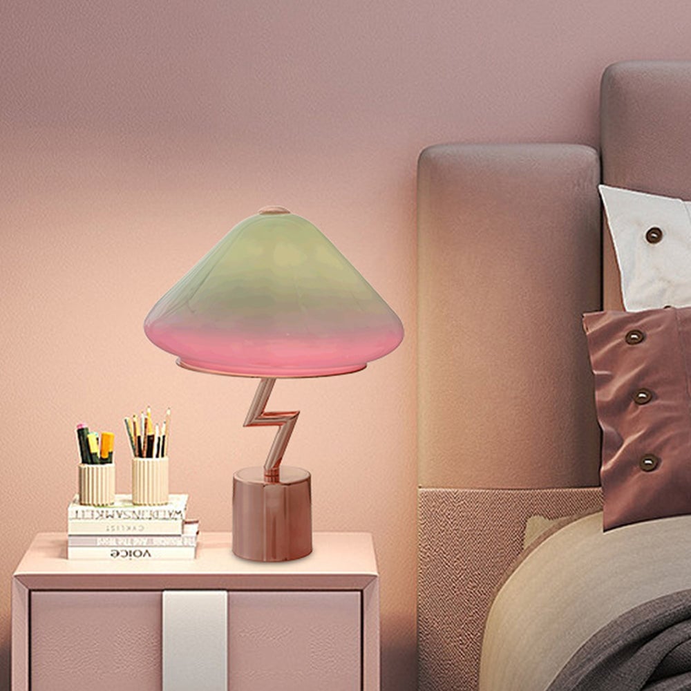 Morandi Modern Cute Mushroom Kinder Glas/Metall Tischlampe, Bunt - Lumpaz