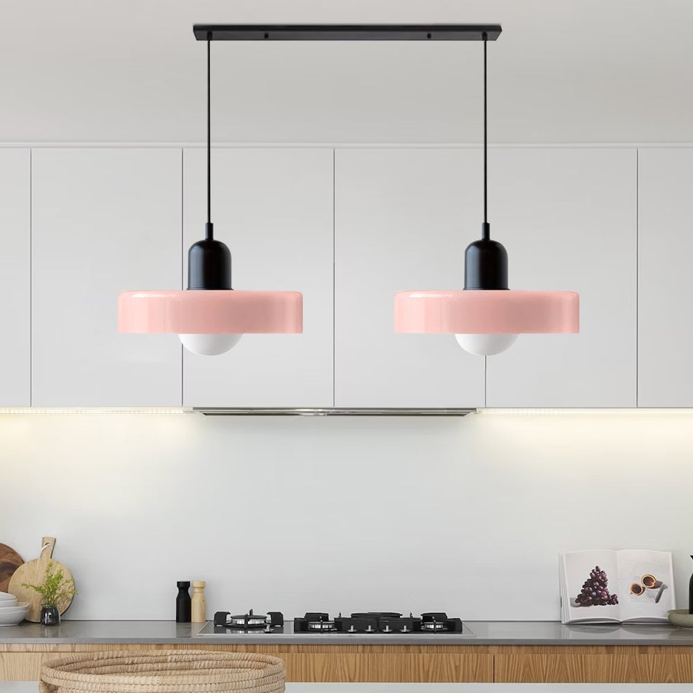 2 Heads Modern Bauhaus Glass Pendant Light - Lumpaz