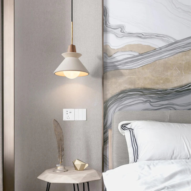 Modern White Concrete Cone Pendant Light - Lumpaz