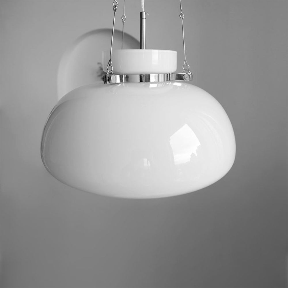 Vintage Milk Dome Glass Pendant Light - Lumpaz