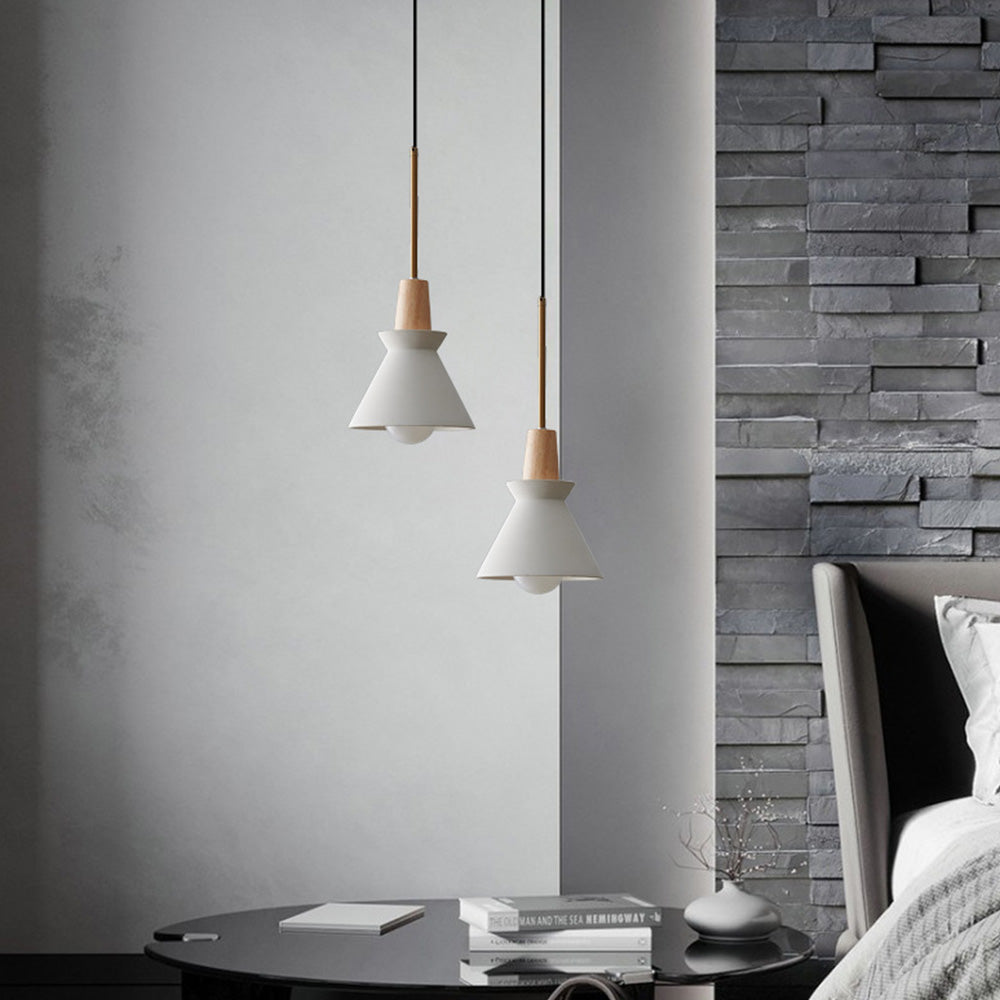 Modern White Concrete Cone Pendant Light - Lumpaz