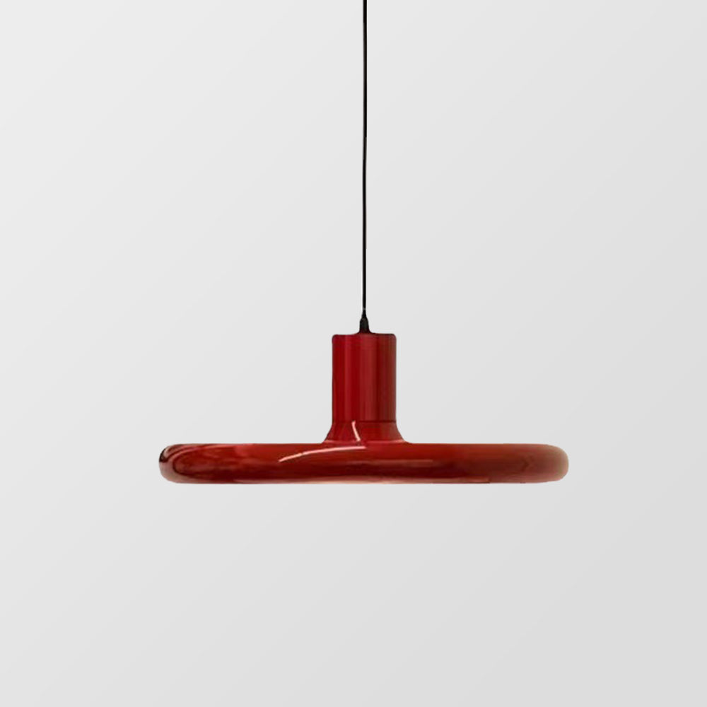 Modern Simple Red Metal Saucer Pendant Light - Lumpaz