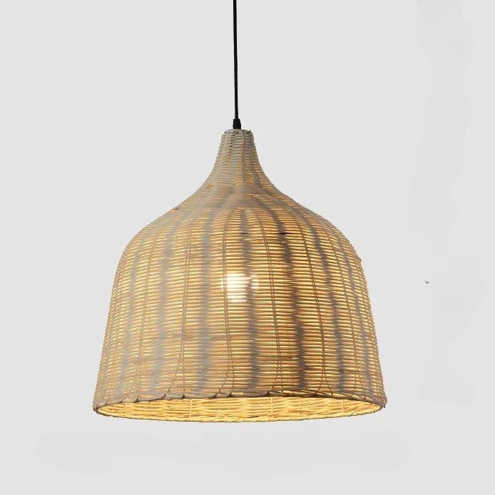 Bamboo Rattan Basket Pendant Light For Kitchen - Lumpaz
