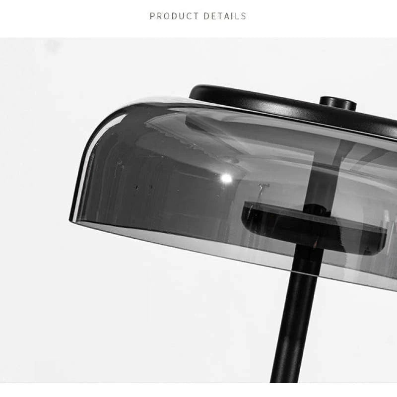 Hailie Modern Umbrella Glas/Metall Tischlampe, Schwarz - Lumpaz