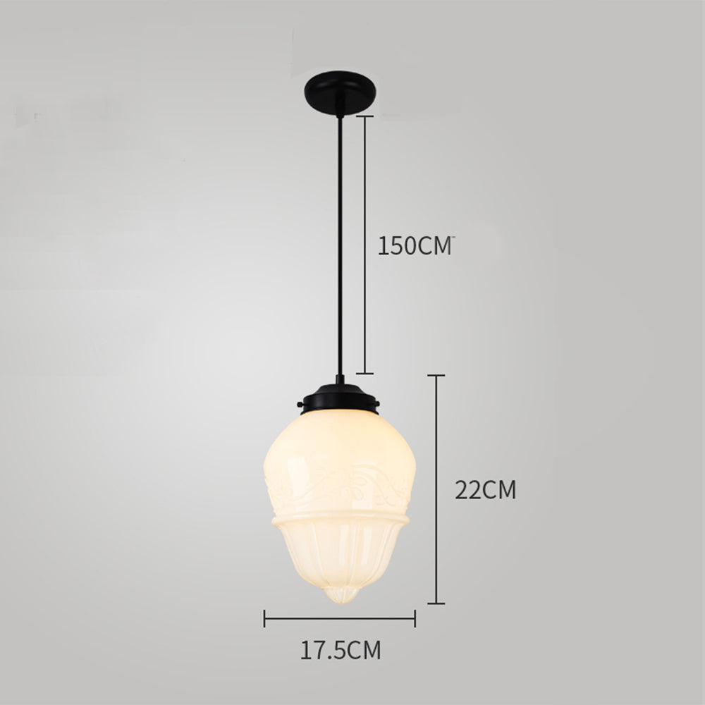 Retro Milk White Glass Geometric Jar Pendant Light - Lumpaz