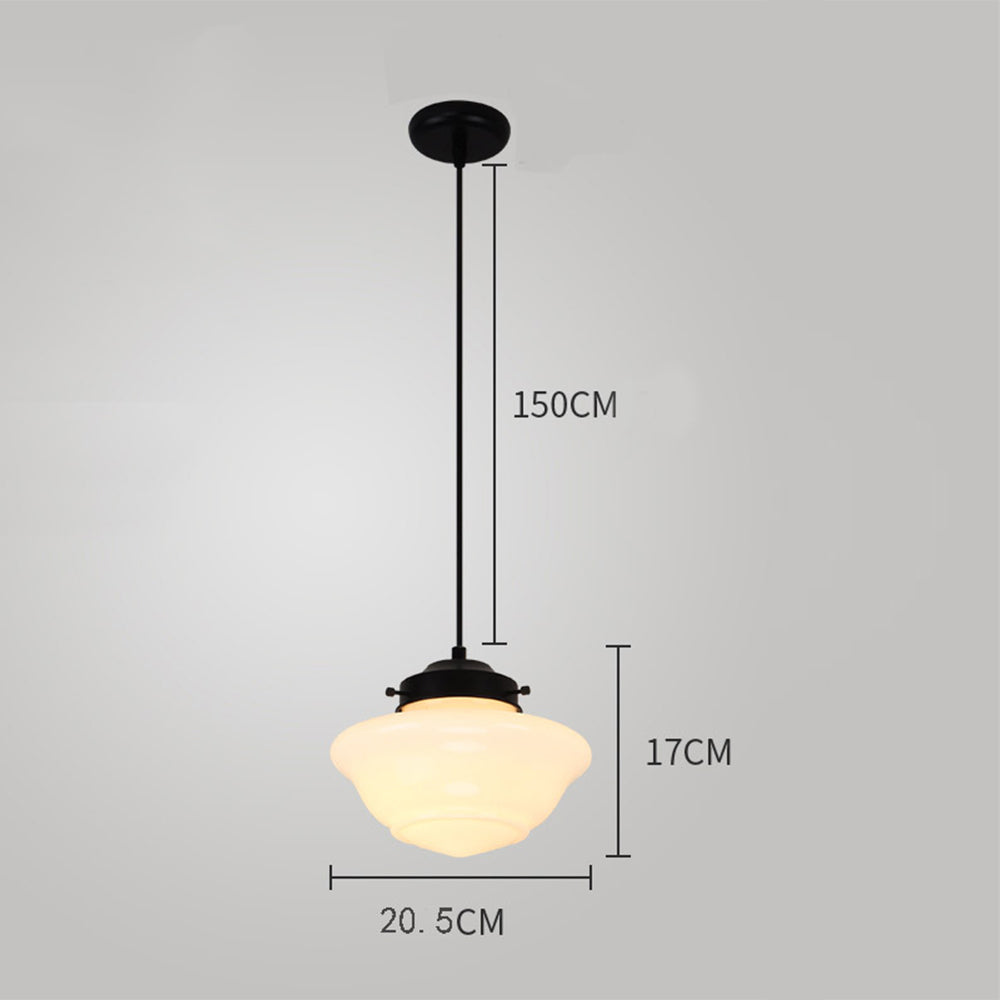 Retro Milk White Glass Geometric Jar Pendant Light - Lumpaz