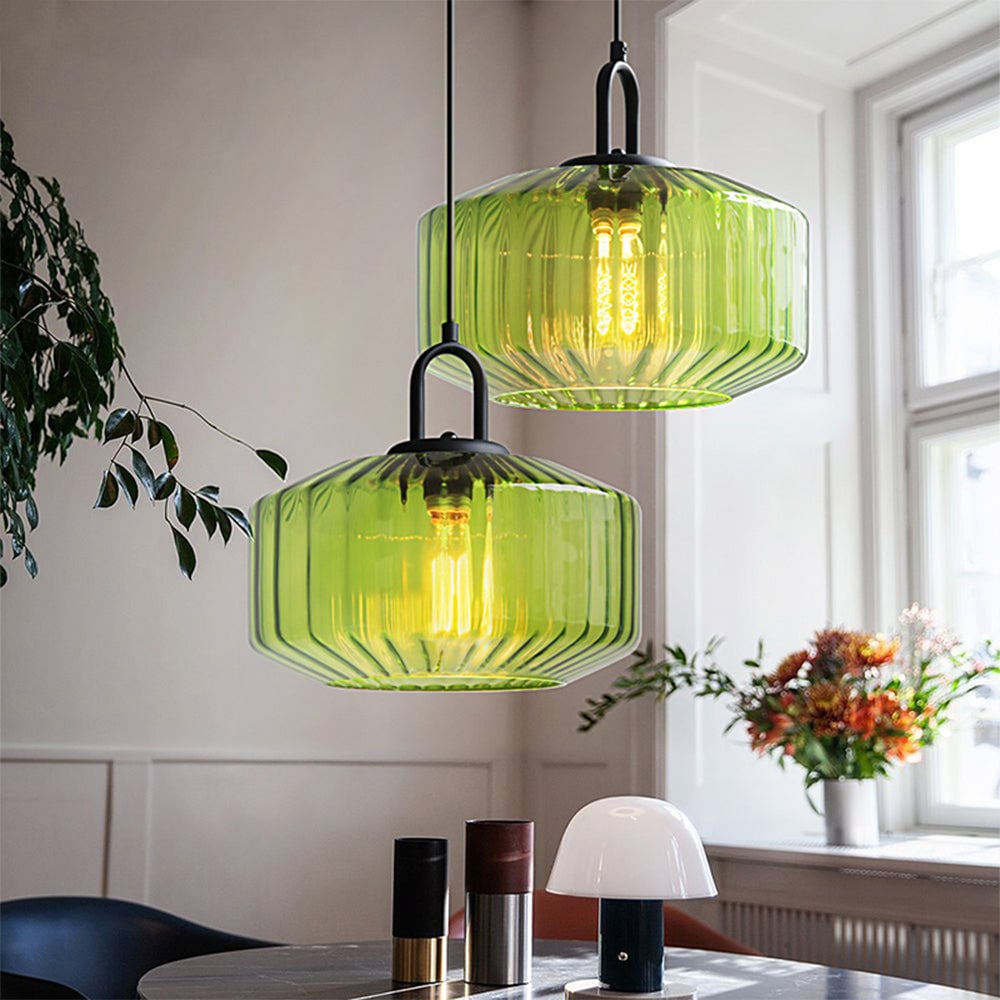 Mid Century Striped Glass Pendant Light - Lumpaz