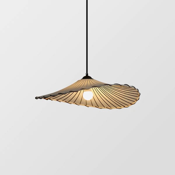 Wabi-Sabi Vintage Lotus Leaf Fabric Pendant Light - Lumpaz