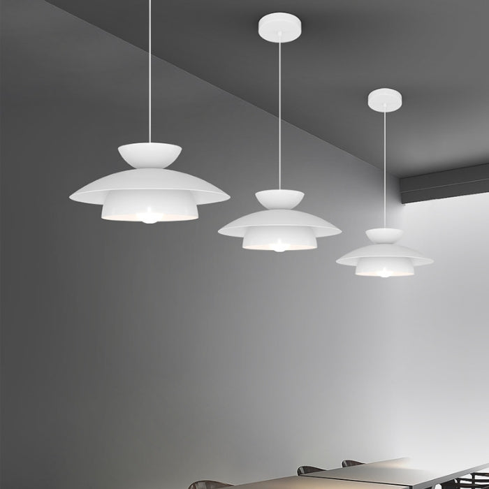 Modern Designer Style Round White Pendant Light - Lumpaz