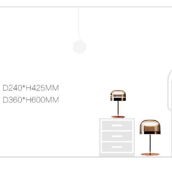 Hailie Minimalistische Pilz Glas/Metall Tischlampe, Schwarz/Rose Gold - Lumpaz