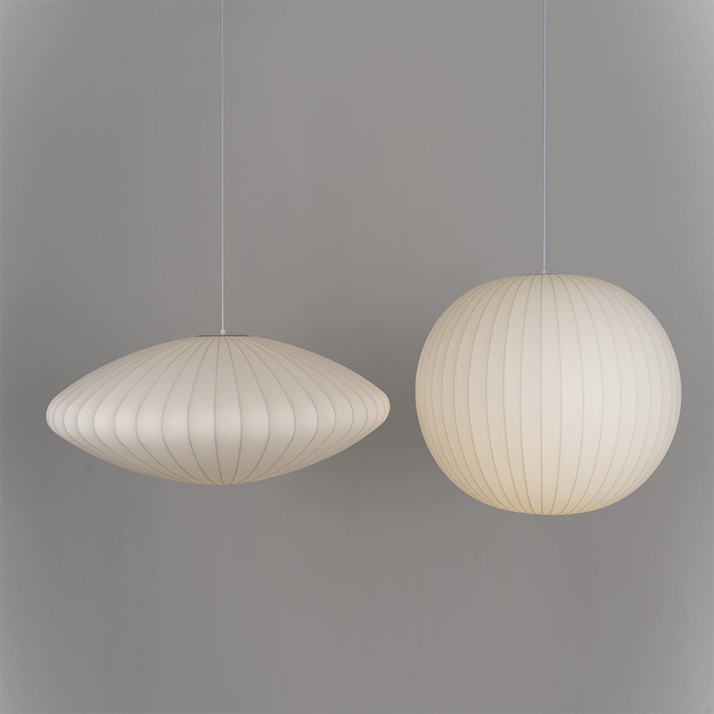 Nordic White Lantern Saucer Pendant Light For Living Room - Lumpaz