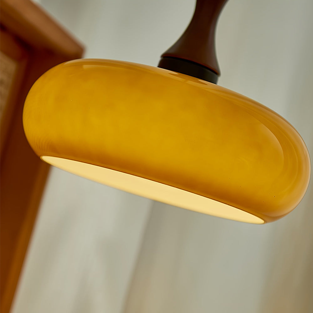 Wooden Yellow Dome Pendant Light for Kitchen Islands - Lumpaz