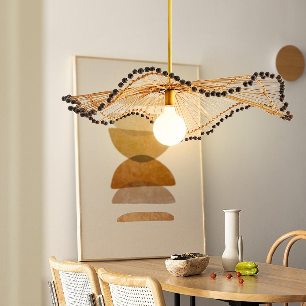 Modern Waverly Handwoven Rattan Pendant Light - Lumpaz