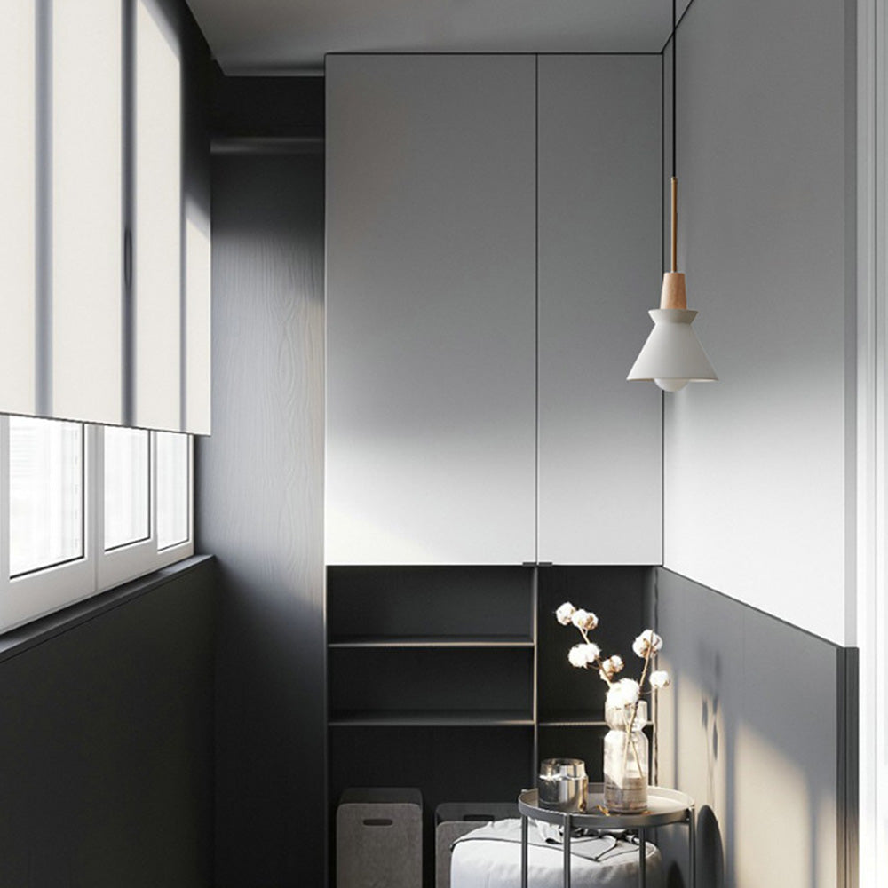 Modern White Concrete Cone Pendant Light - Lumpaz