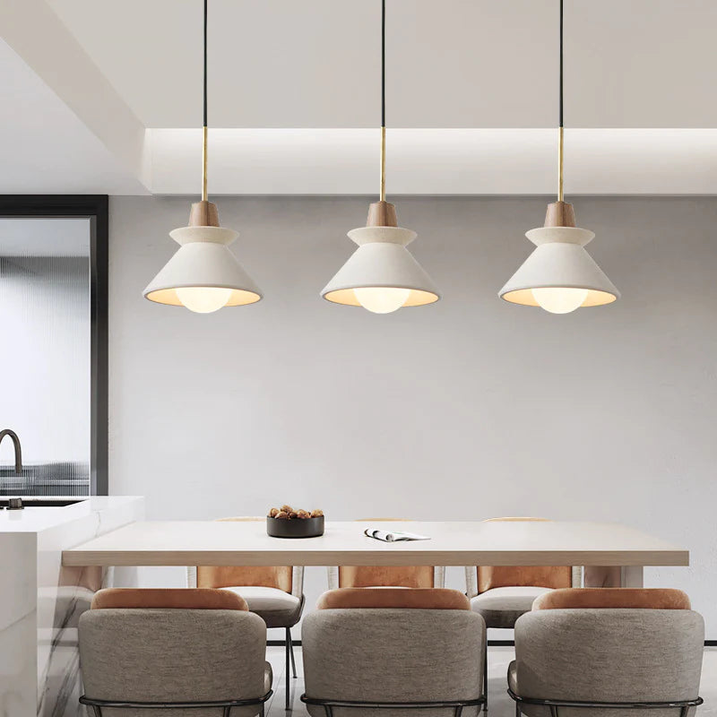 Modern White Concrete Cone Pendant Light - Lumpaz