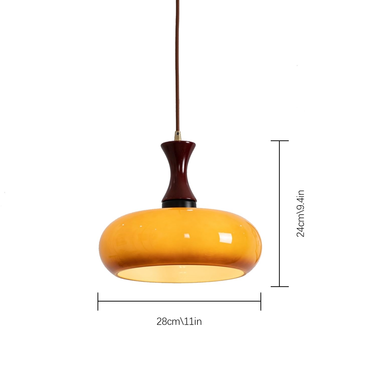 Wooden Yellow Dome Pendant Light for Kitchen Islands - Lumpaz