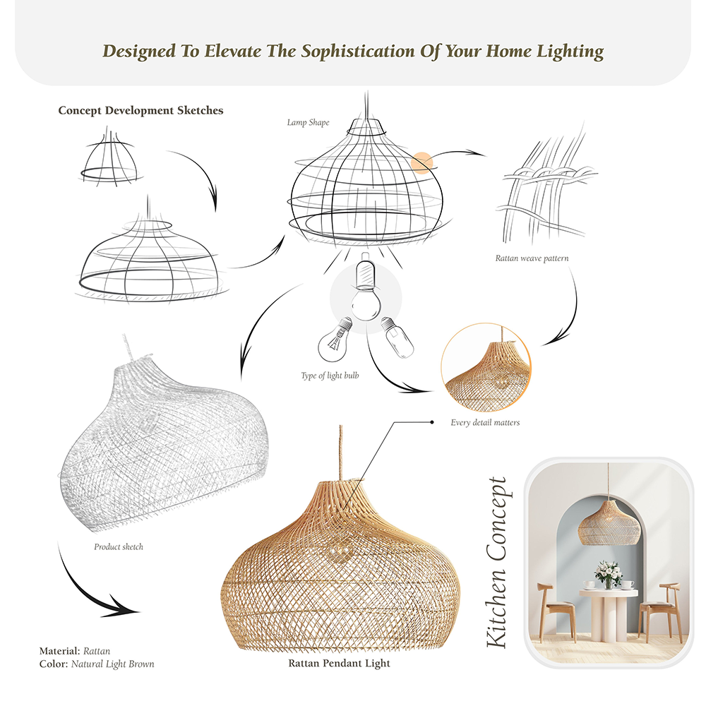 Modern Rattan Handwoven Island Pendant Light - Lumpaz