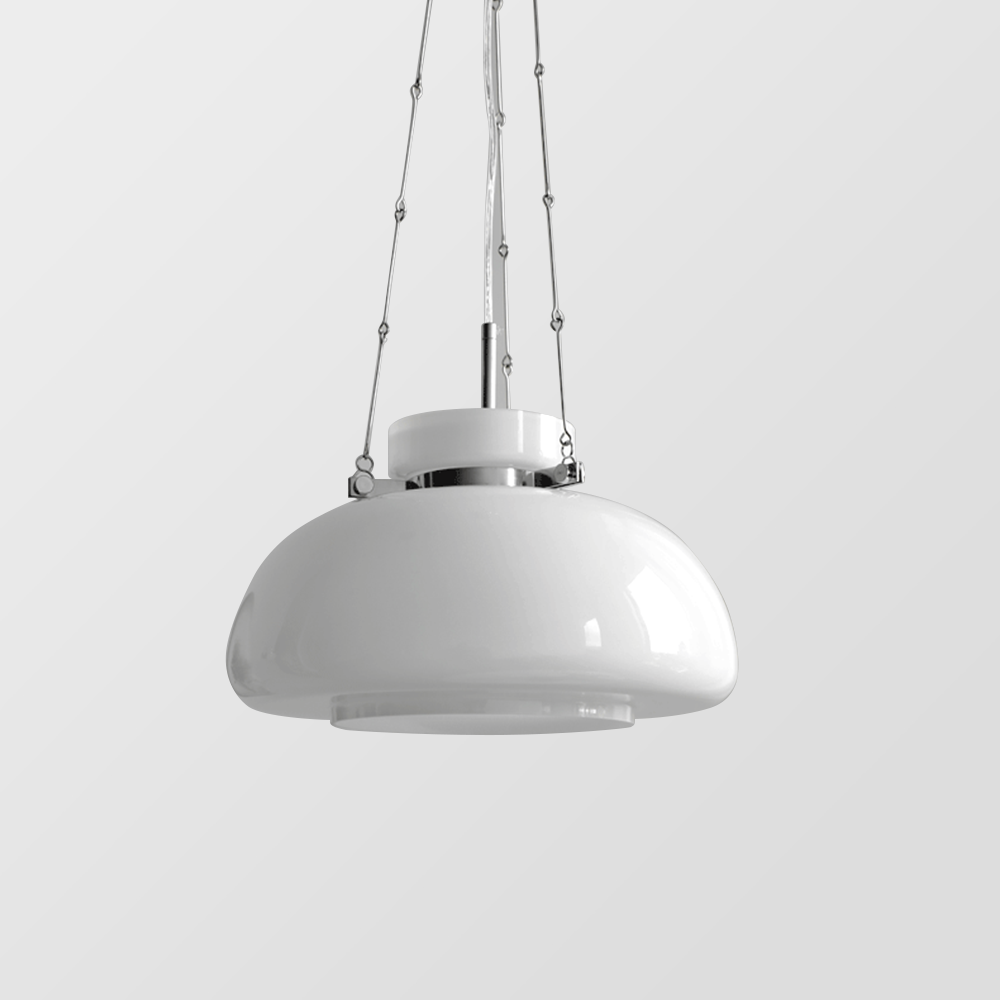 Vintage Milk Dome Glass Pendant Light - Lumpaz