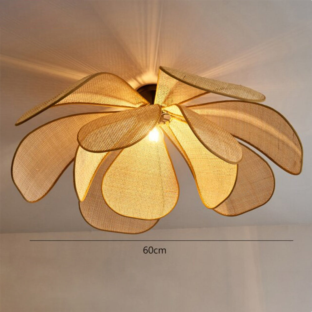 Rattan Petal Rustic Lamp Shade Pendant Light - Lumpaz